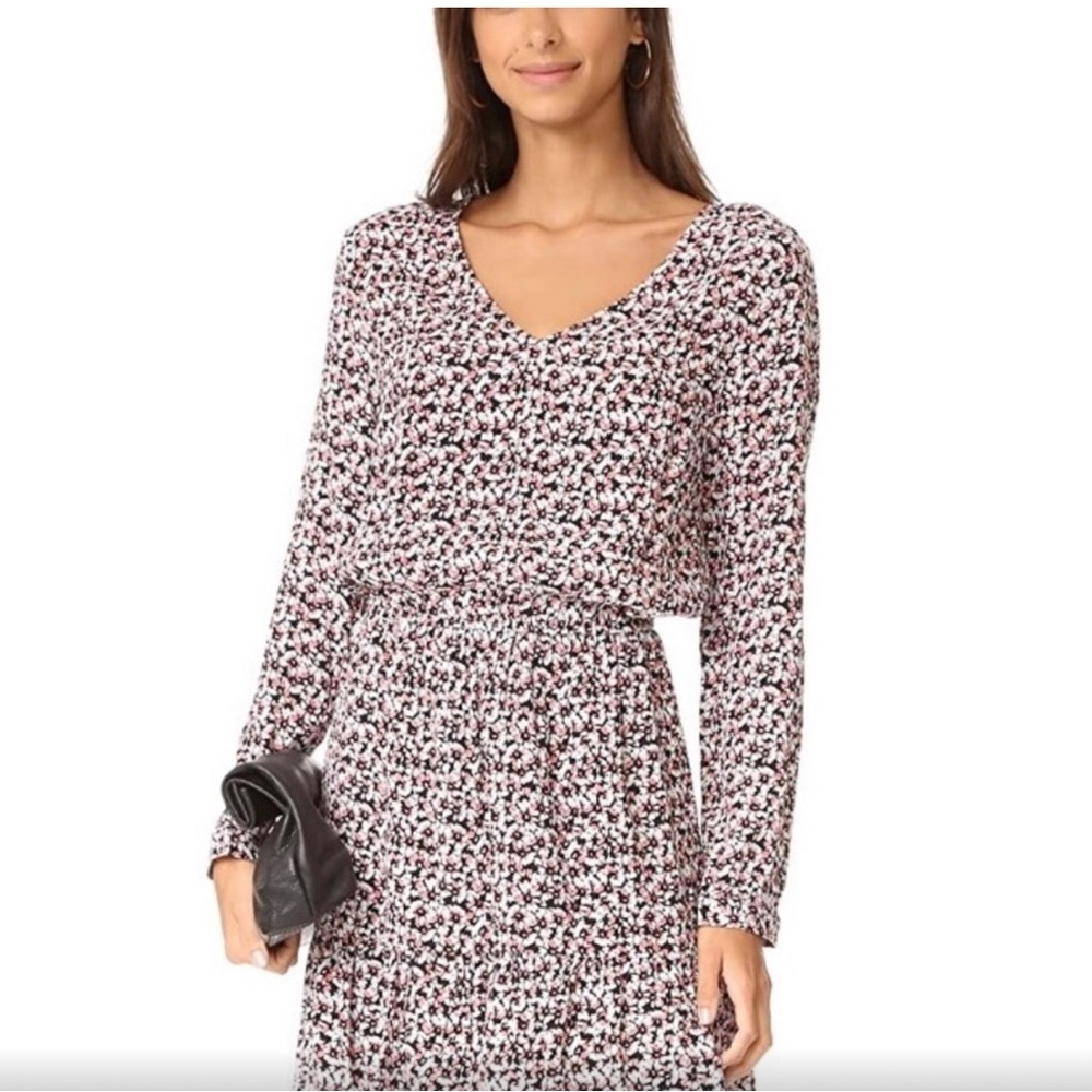 362 Cupcakes & Cashmere Floral Mini Dress Cutout Waist Long Sleeve Boho Feminine